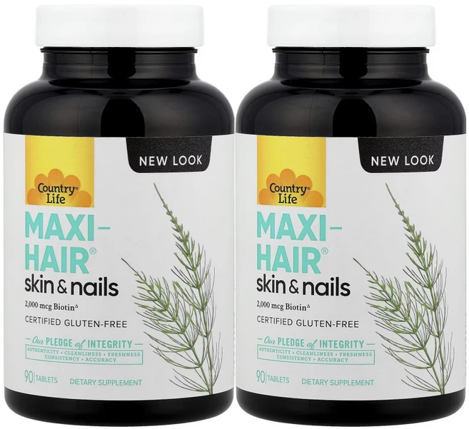 피부 및 손발톱 Country Life Maxi-Hair, 2개, 90정 - 쿠팡