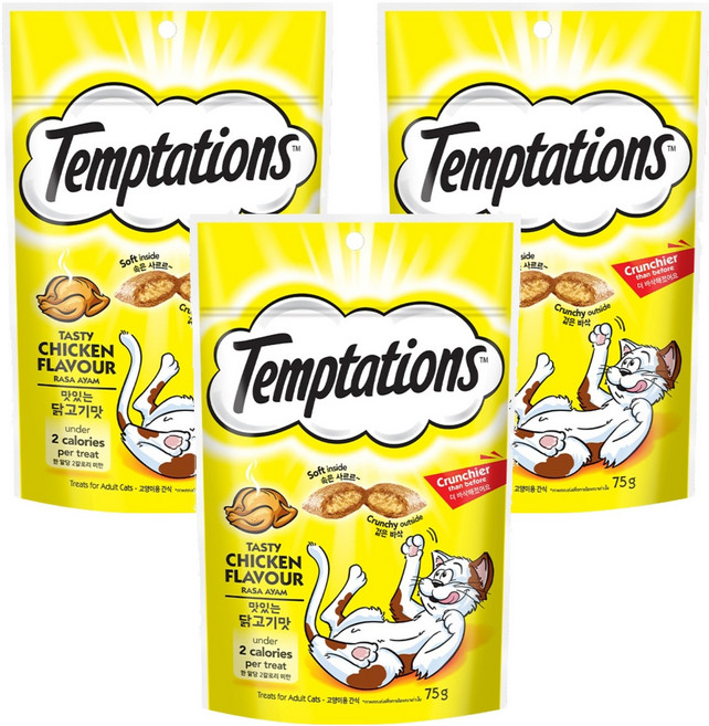 Temptations 喵愛餡 貓點心, 火烤嫩雞口味, 75g, 3包