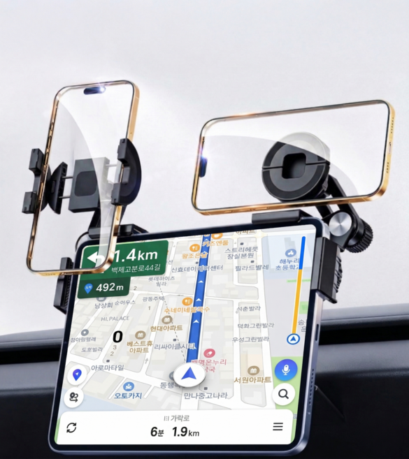 차량용 네비 모니터 마그네틱 핸드폰 거치대, 블랙, 1개