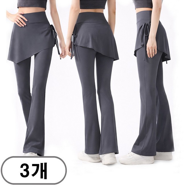 차쿠 3P(세트) 여성 부츠컷 치마 레깅스 뱃살 커버 나팔 레깅스 빅사이즈 힙커버 요가 에어로빅 나팔 바지