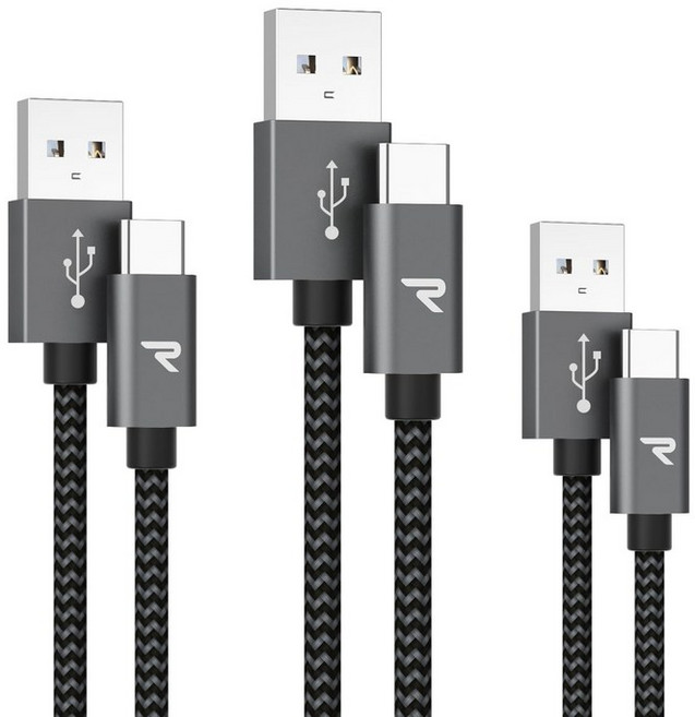 [1m+1m+2m RAMPOW usb c c QuickCharge3.0 USB2.0 iPhone15 Sony Xperia/Samsung/Asus Zenfone/Fujitsu, 1개