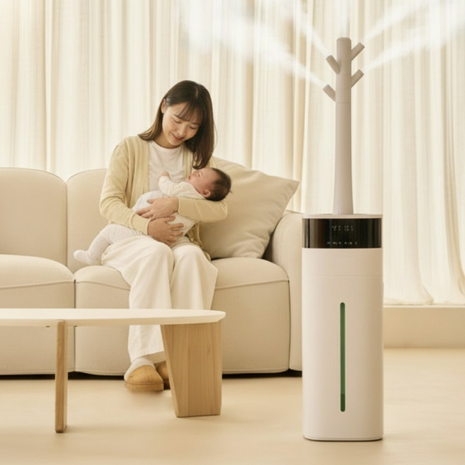 계절드림 복합식 가습기 17L 대용량 자동 습도조절 타워형 사무실 가습기, 화이트