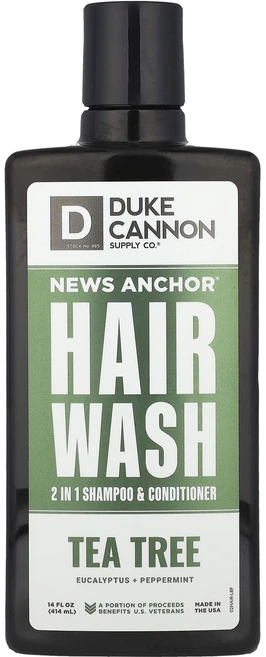 Duke Cannon Supply Co. New Anchor® 헤어 워시 2 in 1 샴푸 & 컨디셔너 티트리 유칼립투스 + 페퍼민트 414ml(14fl oz), DukeCannonSupplyCoNewAnchor헤어워, 1개, 414ml - 쿠팡