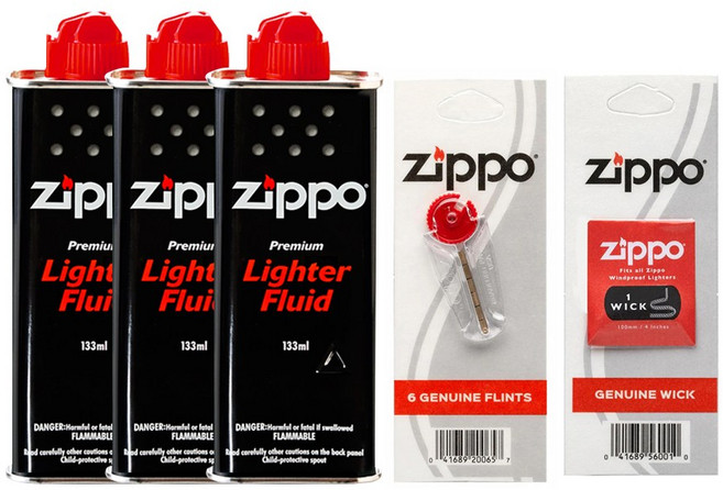 지포 소모품 세트 ( 133ml오일 3개+라이터 돌+라이터 심지 )부싯돌 지포기름 지포심지