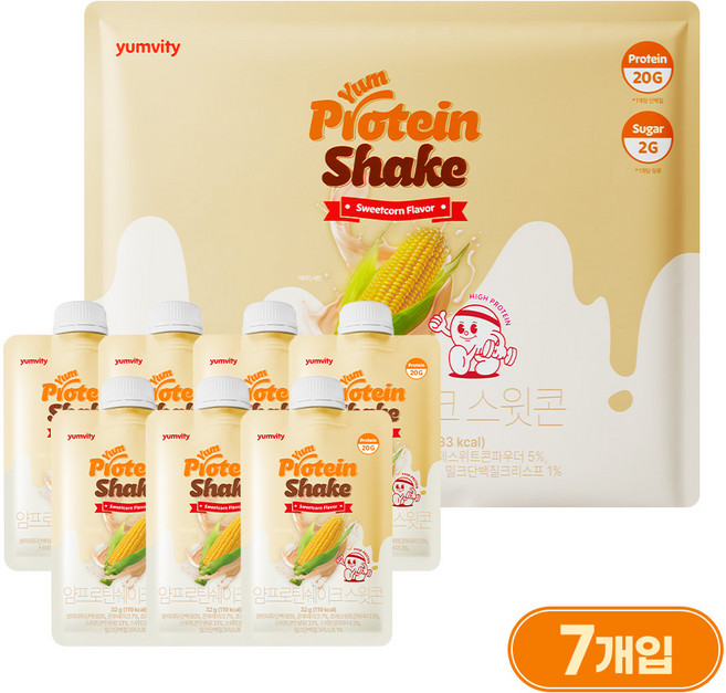 얌비티 얌프로틴 쉐이크 스윗콘맛 7p, 224g, 1개