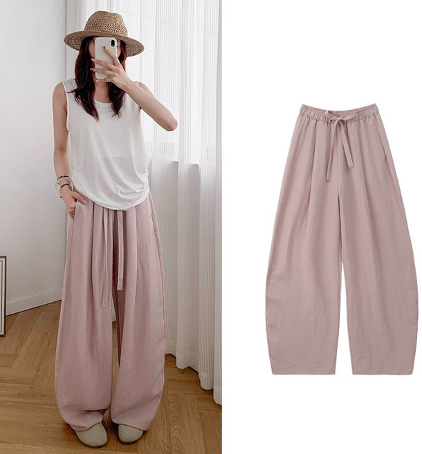 스토리원 여성 벌룬핏 린넨 밴딩 팬츠 WM-SSBT067