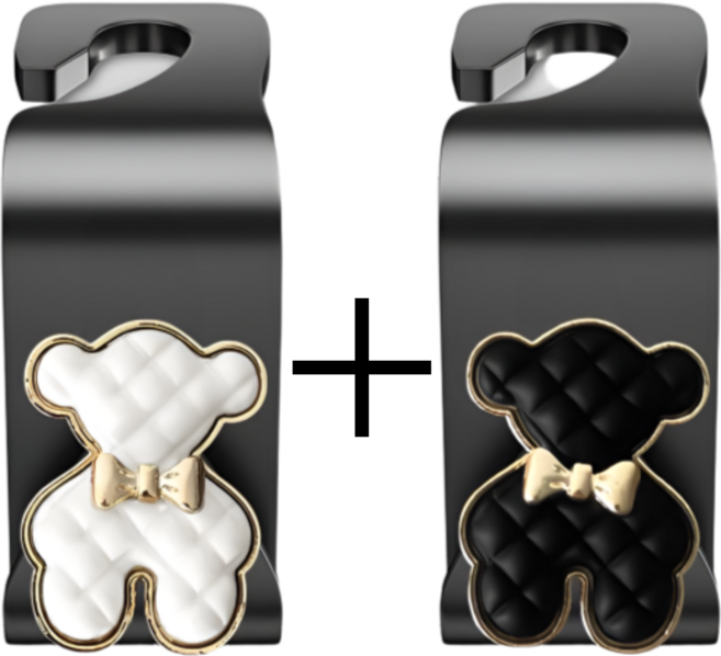 YUDA 자동차 수납 고급형 후크걸이 1+1 2개, STYEL 2 리본 베어, 1세트