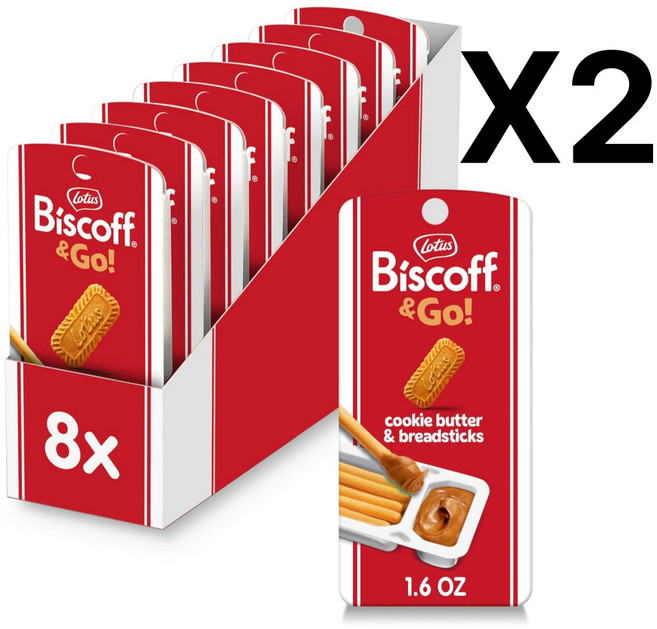 Lotus Biscoff & GO Cookie Butter and Breadsticks 로터스 비스코프앤고 쿠키버터앤 브레드스틱, 363g, 2개