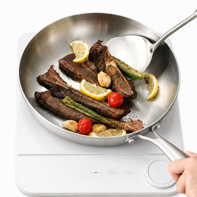 CookBuddy 통3중 스텐 후라이팬 인덕션 스텐팬 304 스테인리스 프라이팬, 1개, 22cm