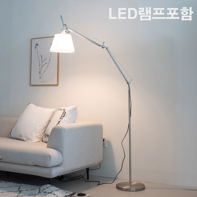 사는잼 LED 아르코 메가 거실 플로어 침실 스탠드 심플 장스탠드 조명 회전 각도조절가능 LED램프포함(노란불) 스몰(S)사이즈, 스몰 사이즈