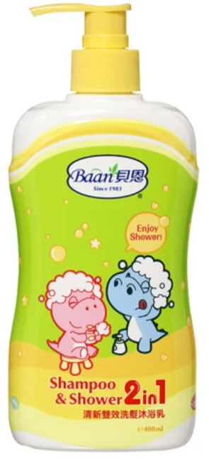 Baan 貝恩 清新雙效洗髮沐浴乳 寶寶洗髮沐浴二合一 400ml, 1個