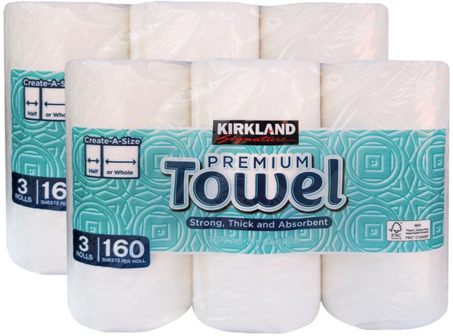 커클랜드 키친타올 종이타올 160매x1롤 코스트코, 6롤, 1개