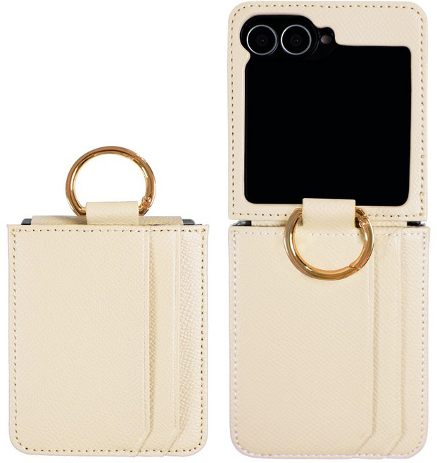 리네시 갤럭시 호환 Z플립 지플립 6 카드수납 링홀더 힌지보호 천연 소가죽 휴대폰 케이스