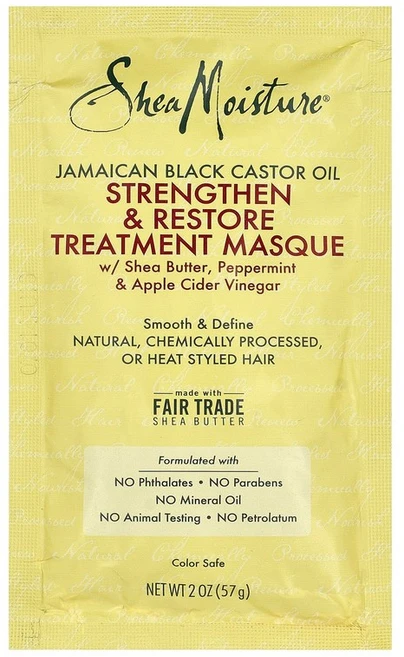 SheaMoisture 자메이카 블랙 캐스터오일 스트렝슨 & 리스토어 트리트먼트 헤어 마스크 57g(2oz) SheaMoisture (시어모이스처), 1개, 57g - 쿠팡
