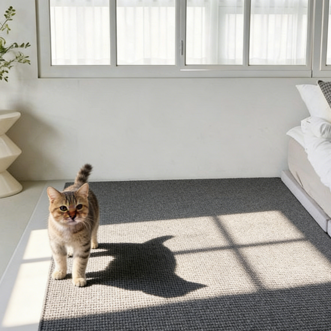 헤이만바 고양이 평판형 스크래쳐 강아지 미끄럼방지 논슬립 초특대형 거실매트 사계절, 1개, 그레이