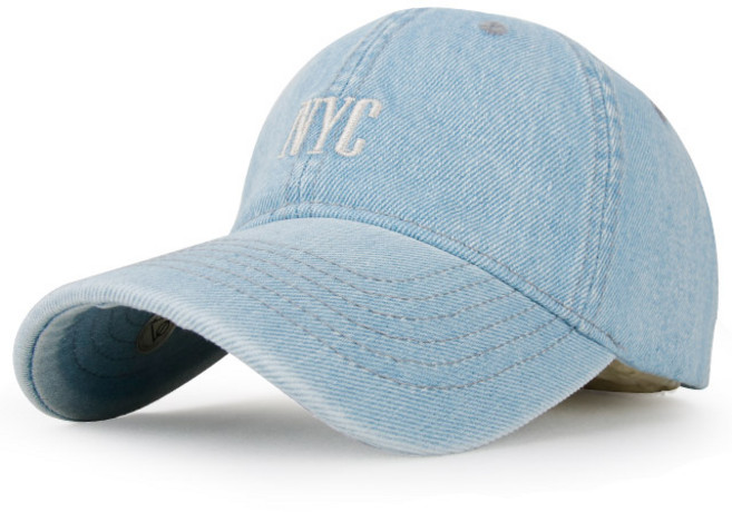 볼캡 데님 NYC 심플 자수 야구모자 남성 여성 워싱 데일리 캡모자