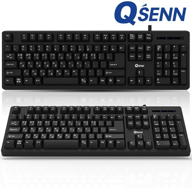 큐센 USB 멤브레인 유선 일반형 키보드, 블랙, SEM-DT45 Plus