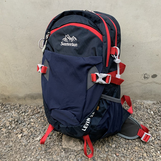 Senterlan鑫特萊 登山背包25L 網架背負系統 腰帶減壓設計 防雨罩 水袋背包, 深藍, 深藍