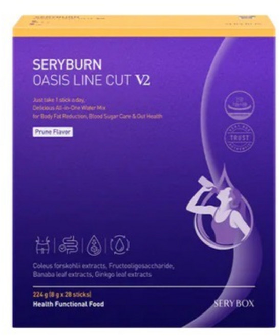 Serybox SERYBURN OASIS LINE CUT V2 梅子風味 28包 健康機能食品, 1個, 現貨/一盒28包