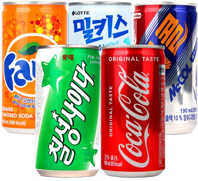 [세트] 30입 한모금 음료 세트 미니 캔 음료수 탄산 과즙 콜라 사이다, 30개, 190ml