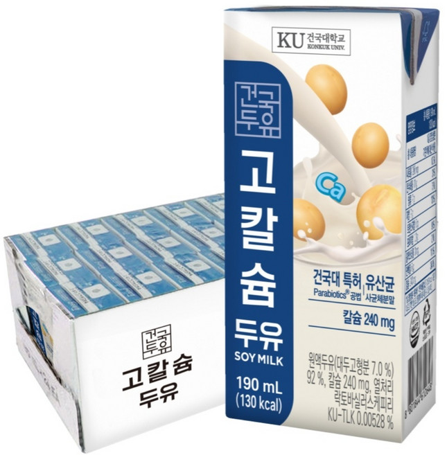 [건국우유] 고칼슘두유 190ml 24팩, 24개