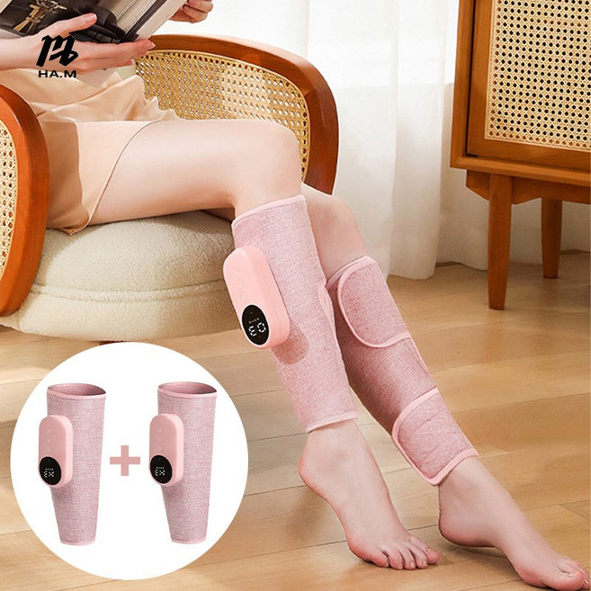 HA.M 무선 다리 마사지기 온열 휴대용 공기압 안마기 종아리 마사지기, 신상핑크, 2개