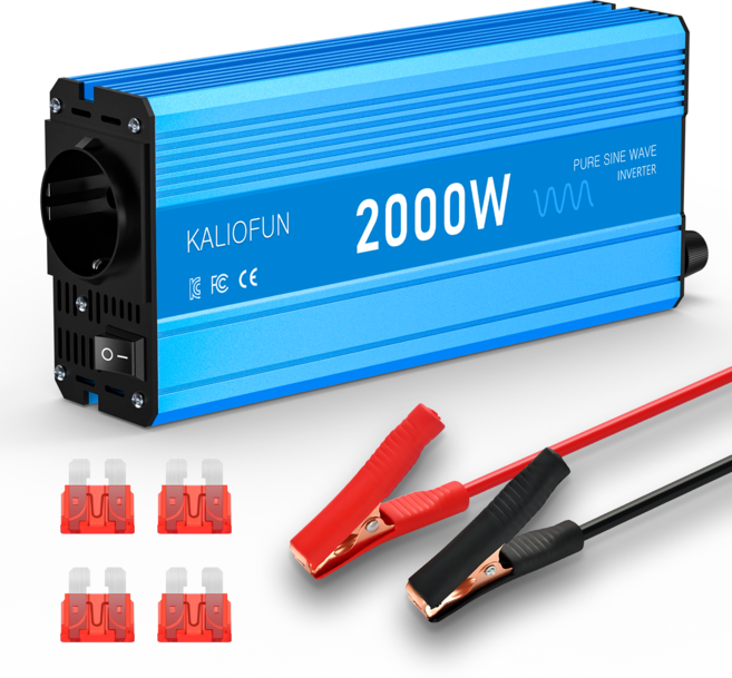 KALIOFUN 순수 정현파 인버터 220V 60HZ 태양광 캠핑용 KC인증, 2000W-12V-220V, 1개