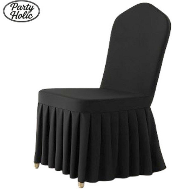 파티홀릭 파티장 연회장 결혼식 의자 커버, 1개, 블랙