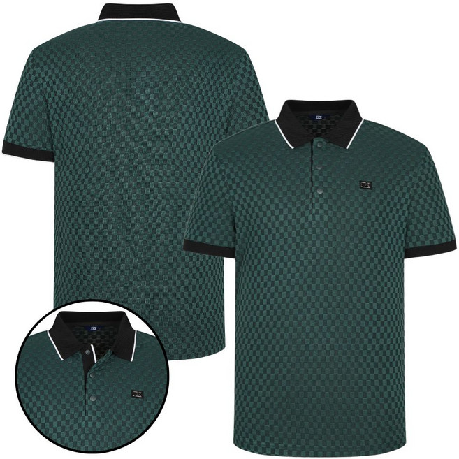 커터앤벅 남성 인트레치아토 패턴 골프 반팔 카라티 CBMTS52904
