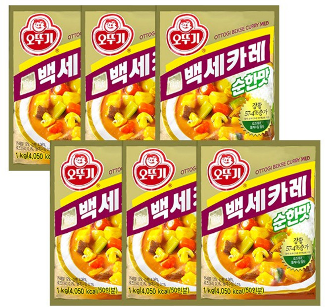 오뚜기 백세카레 순한맛, 1kg, 6개