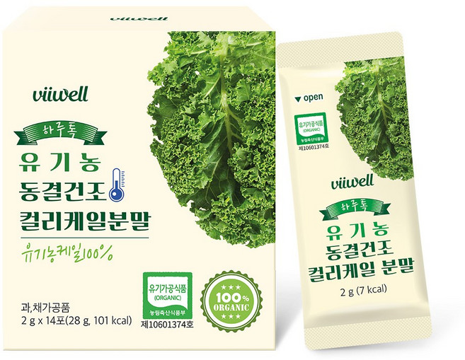 비웰 하루톡 유기농 동결건조 컬리케일 분말 2g x 14포, 하루톡 유기농 동결건조 컬리케일 14포 2박스, 28g