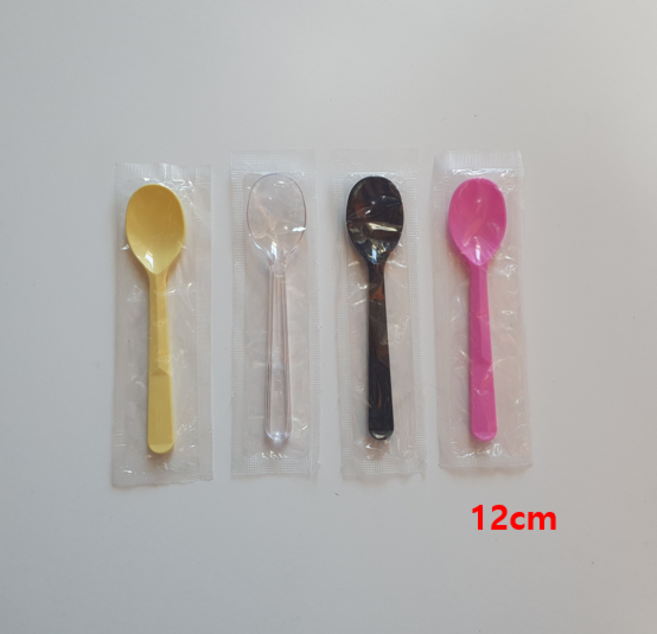더착한팩 일회용 아이스크림스푼 12cm 푸딩 디저트 개별포장 1개 100개, 투명, 100개입