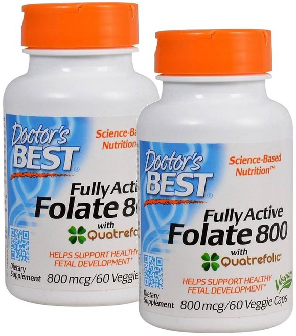 닥터스베스트 활성엽산 800 mcg 캡슐 Doctor's BEST Fully Active Folate with QuatreFolic, 2개, 60정