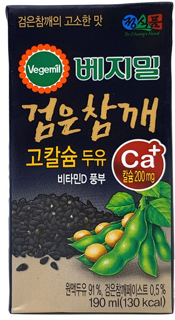 베지밀 검은참깨 고칼슘 두유, 190ml, 20개