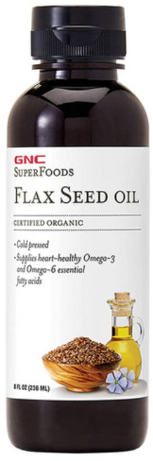 GNC 슈퍼푸드 아마씨유 236ml 콜드프레스 냉압착 오메가3 Flax Seed Oil, 1개