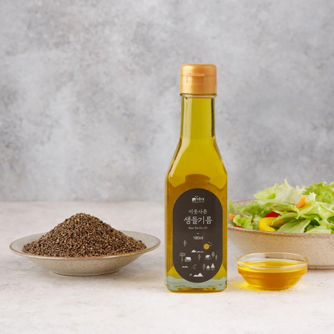 싸리재 국산 들기름 [ 이웃사촌 생들기름 180ml ] 저온 압착 들깨 기름, 1개