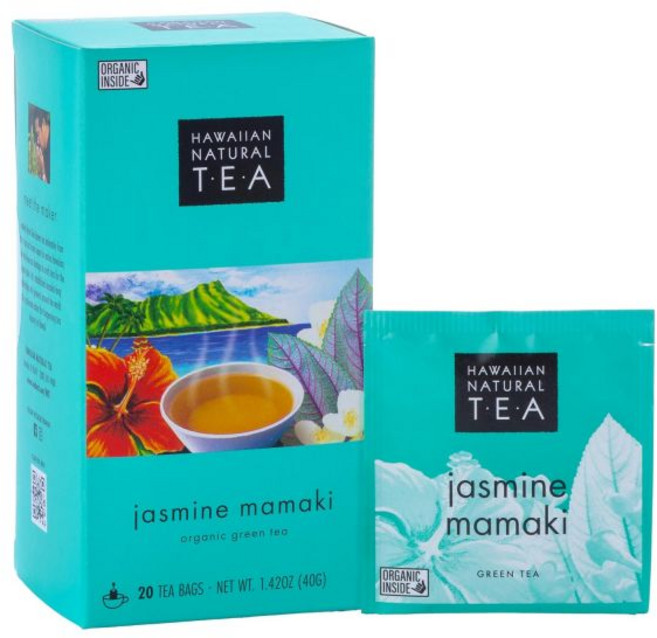 HAWAIIAN NATURAL T E A 홍차 하와이안 내추럴 티 망고 복숭아 향 차 열대 과일 녹차 블렌드 매일 마시기 좋은 특별한 날 선물용 티백 20개입 1박스, 자스민 마마키, 20개입 (1팩)