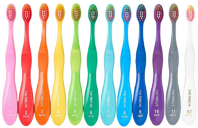 더트웰브 키즈 칫솔, 비비드, 12개입, 1세트