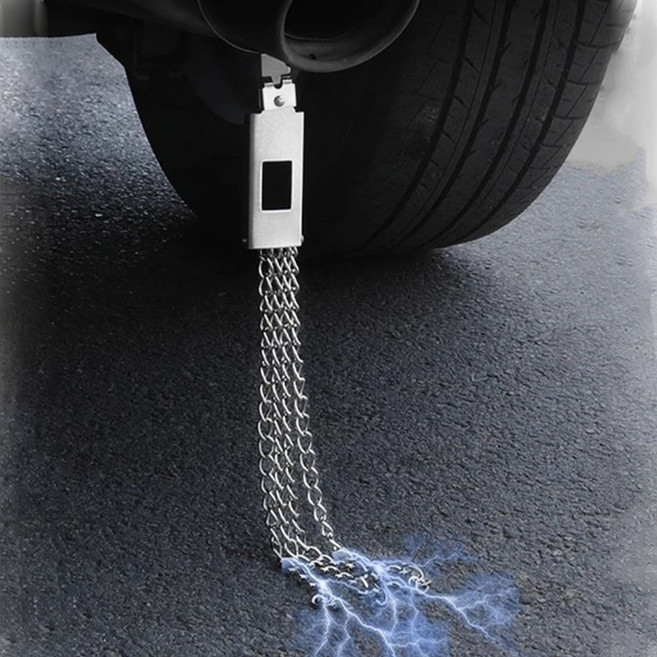 미즈코스 정전기 방지 벨트 배기통 걸이식 차량용 체인 밸트 밴드 접지 차단, 1세트, 사각 1개+다이아-실버 1개