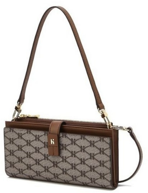 [백화점 매장정품] 헤지스 명품가방 브라운 시그니처 패턴 핸드폰수납 핸드폰지갑 월릿백 HIWA5E895W2 숄더백 크로스백