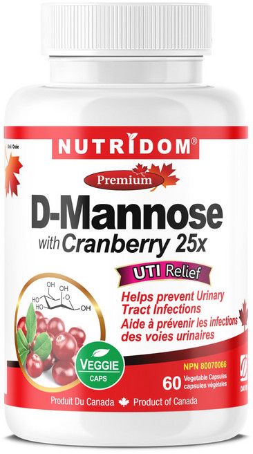 뉴트리돔 D만노스 500mg 캐나다 크랜베리 5 000mg D-MANNOSE WITH CRANBERRY 디만노스크랜베리 디마노스 D-마노스 캐나다 직구 영양제 카포리아, 1개, 60정