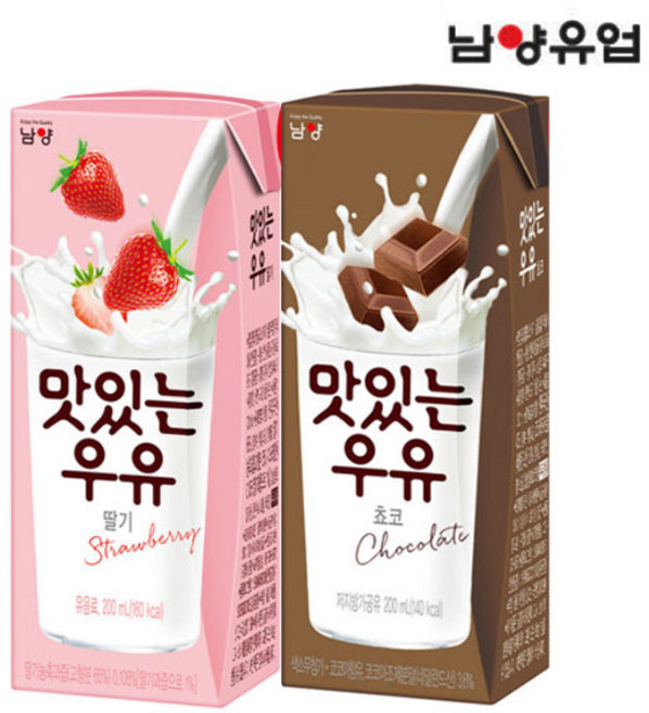 남양유업 맛있는우유gt 딸기우유 초코우유180mlx24팩 혼합가능, 1세트, 180ml