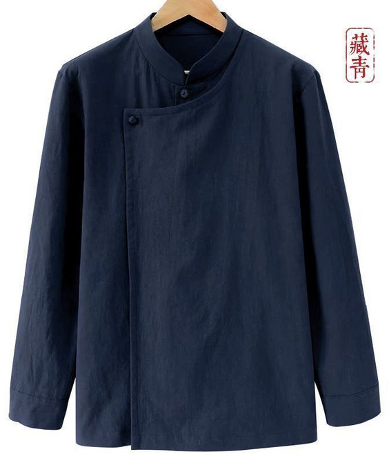【降溫保暖】復古中國風長袖襯衫男寬鬆秋季立領國潮襯衣中式盤扣休閒百搭外套