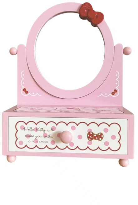 산리오 헬로키티 캐릭터 미니 화장대 거울 서랍 수납함 악세사리 보관