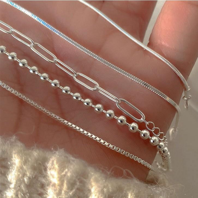스앳눈 실버925 plated 미니멀 심플 팔찌 4종