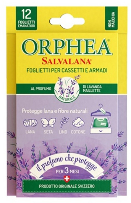 오르페아 스위스 옷장방향제 서랍장 및 옷걸이용 (라벤더향) 12매입, 7.8g, 1개, 라벤더향