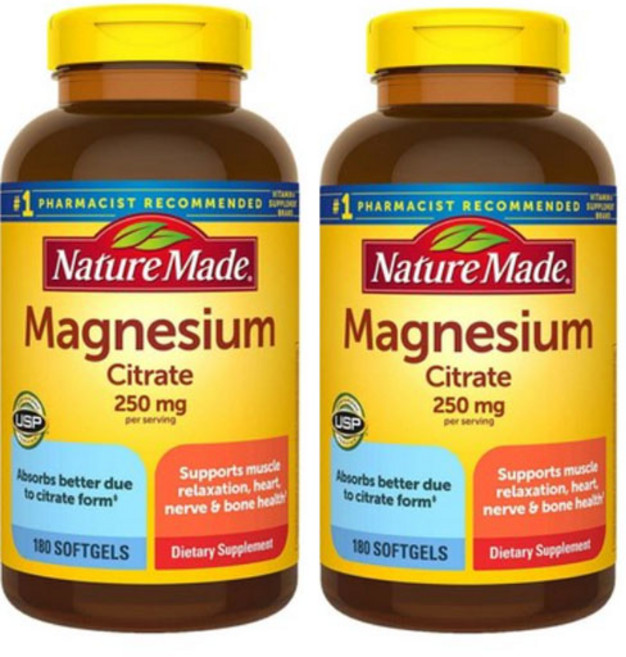 [Nature Made] 마그네슘 씨트레이트 250 mg 180 소프트젤 2 SET, 2개, 180정