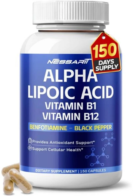 알파 리포산 고량 비타민B1 비타민B12 벤포티아민 유비퀴놀 흑후추 포함 세포 건강 지원 1 NESSARIT, 150개 (1팩) - 쿠팡