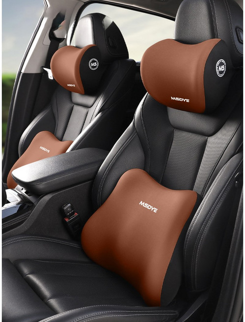 스타일닥터 차량용 목쿠션+등쿠션 세트 운전석 목베개 등받이 허리쿠션 메모리폼, 1세트, 브라운(목쿠션+허리쿠션)