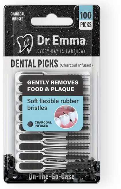 덴티럭스 참숯 치간칫솔 휴대용 전용 케이스 포함, 1세트, 100개입, 0.7mm